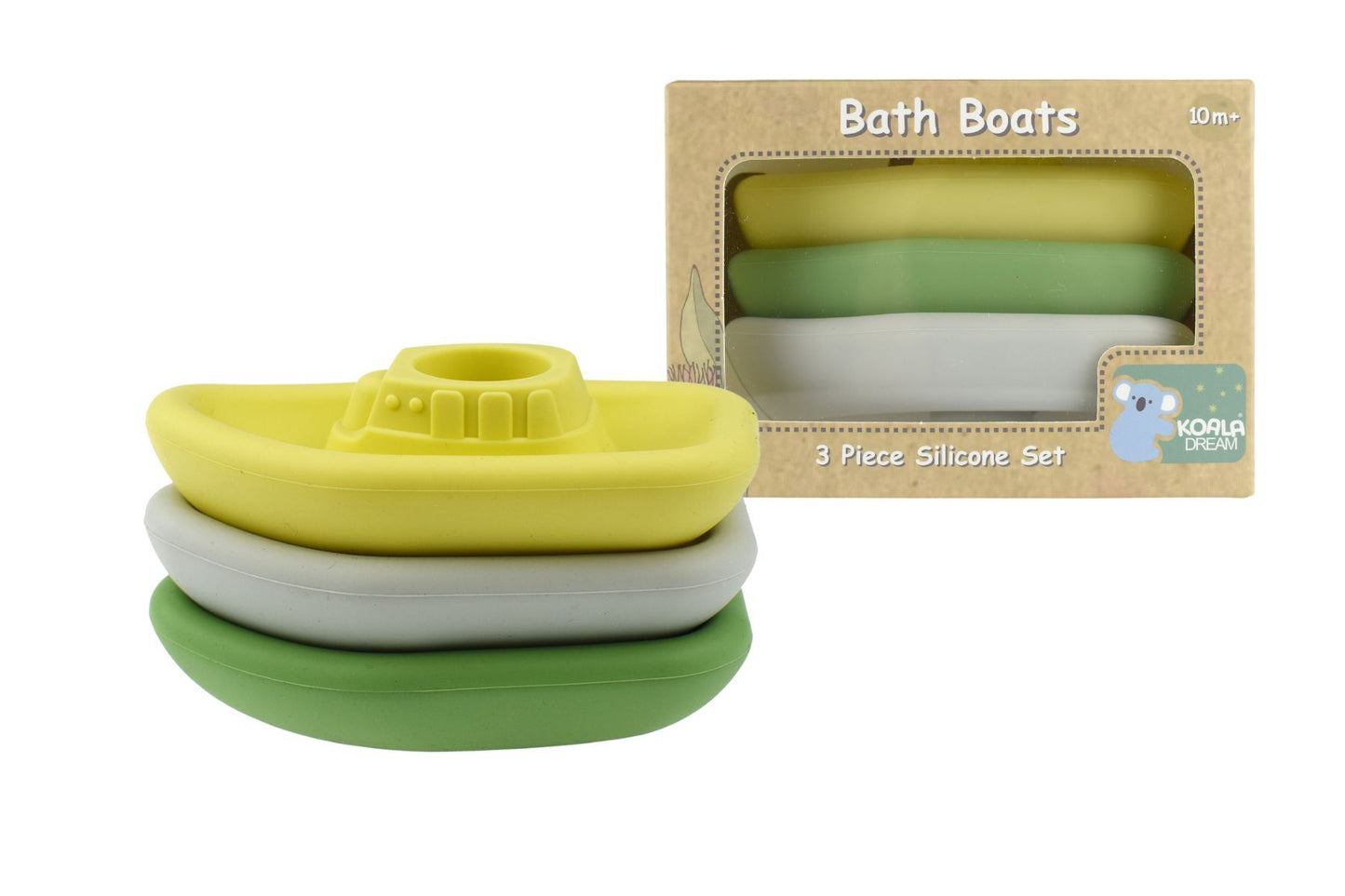 Koala Dream 3-Piece Silicone Bath Boats – Safe, Colorful Water Toys for Toddlers