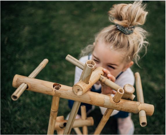 Outdoor Bamboo Construction Play Set – 35 Piece Natural Building Toy for Kids