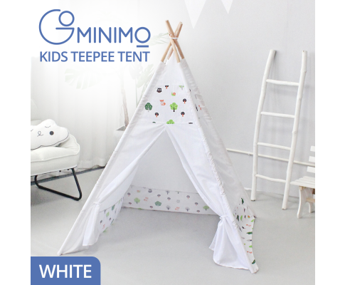 Kids Teepee Tent with Side Window and Carry Case (White Forest)