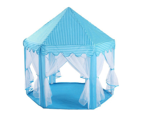 Kids Hexagonal Tent with Lights - Blue