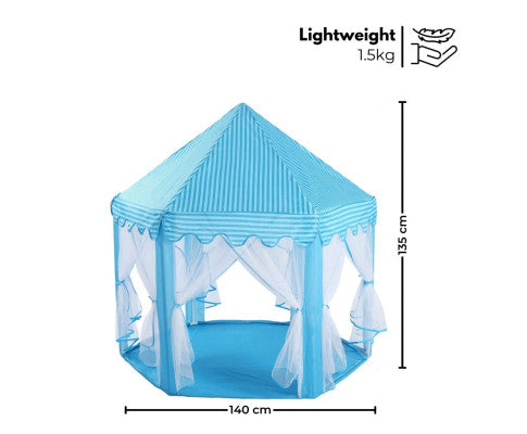 Kids Hexagonal Tent with Lights - Blue