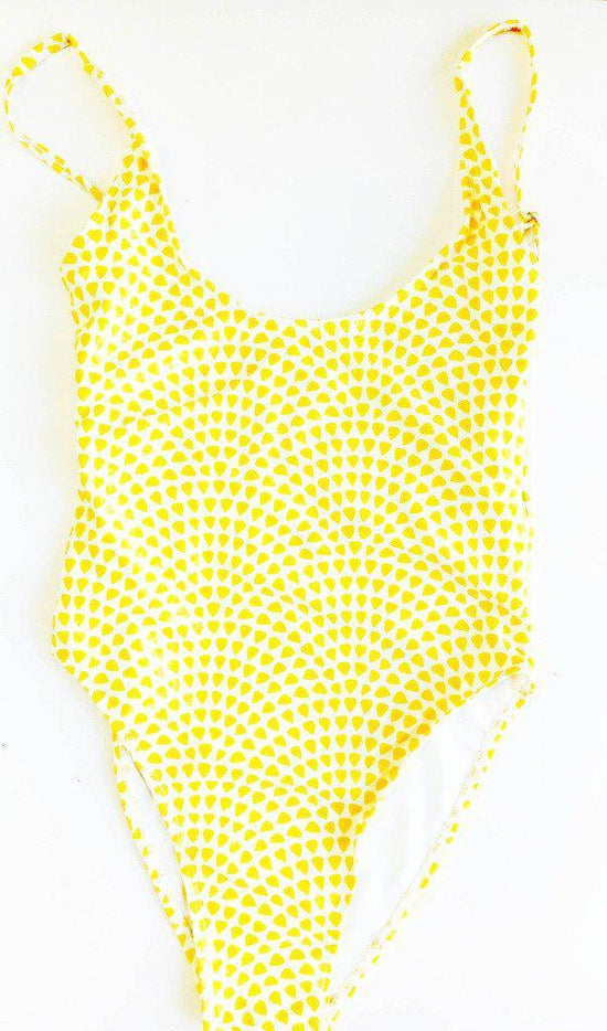 womens one piece matching swimwear yellow