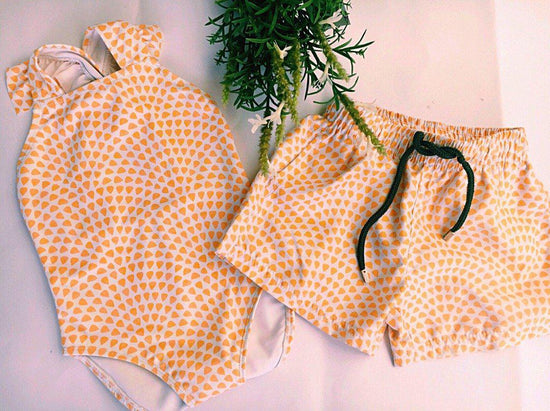 matching swimwear yellow lemon drops
