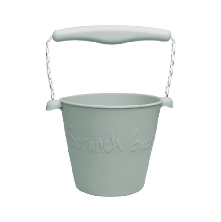 Beach Toy Set, Scrunch Bucket, Spade and Moulds, Sage