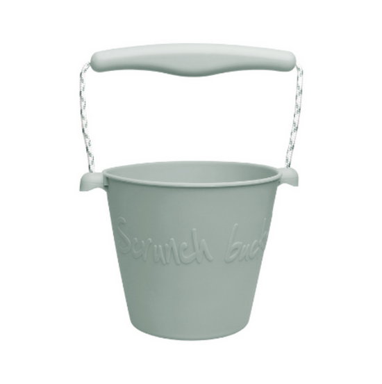NEW - Beach Toy Set, Scrunch Bucket, Spade and Moulds, Sage