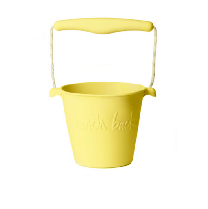 Beach Toy Set, Scrunch Bucket, Spade and Moulds, Lemon