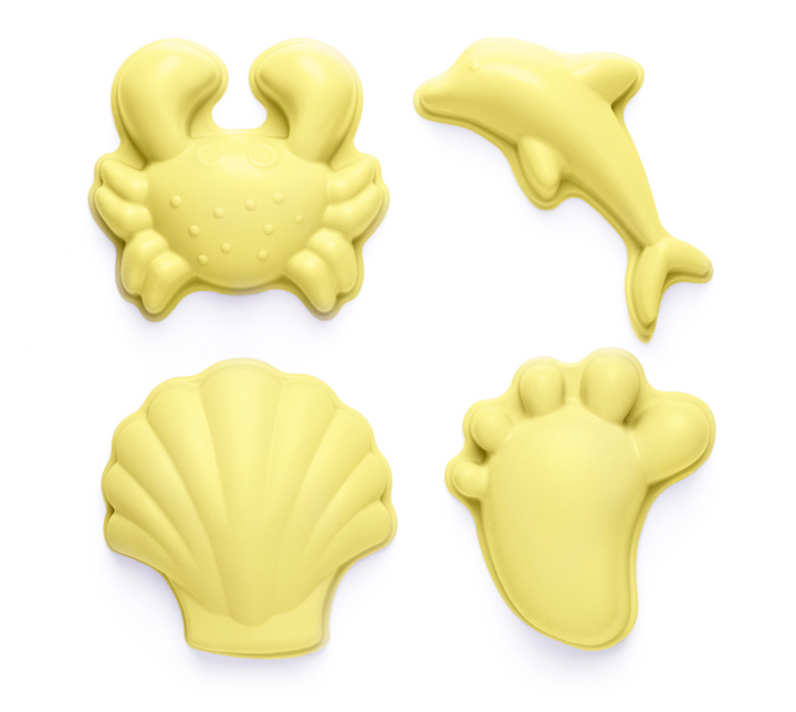 Beach Toy Set, Scrunch Bucket, Spade and Moulds, Lemon