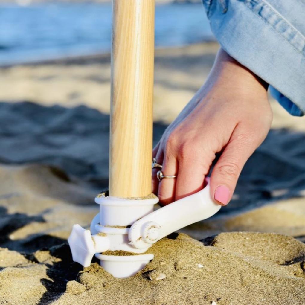 Beach Umbrella with Fringe Finding Bella Sand Anchor