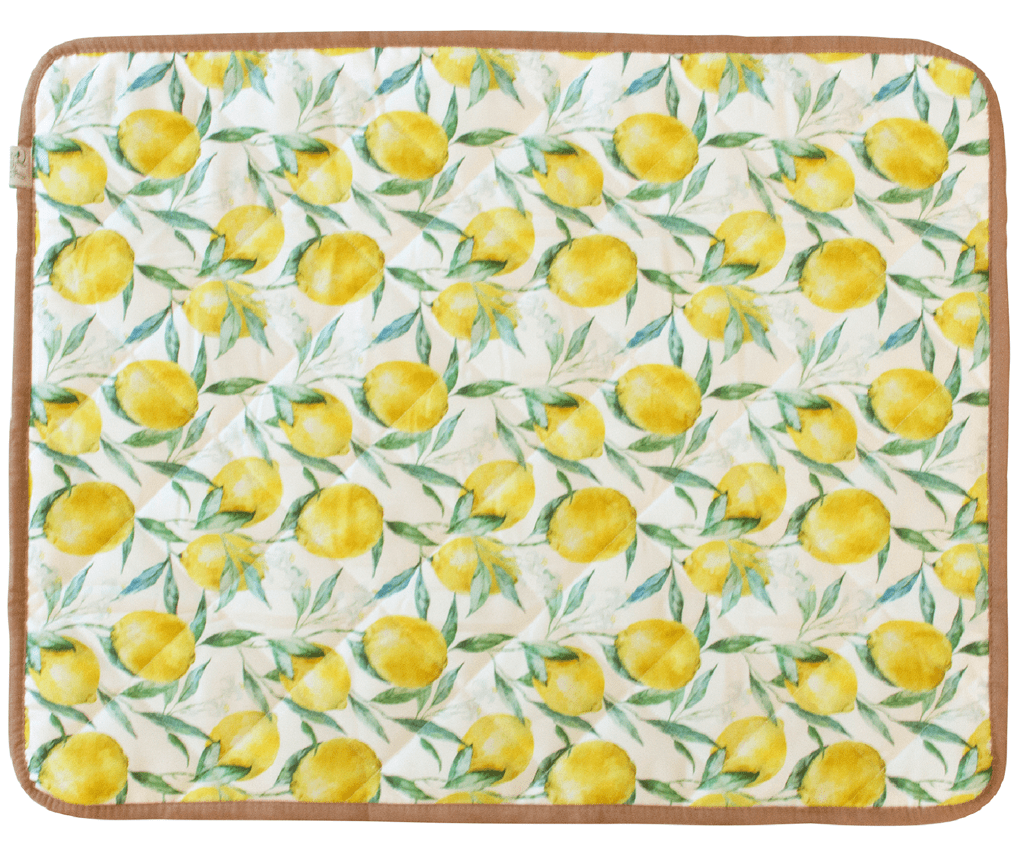 waterproof activity mat outdoor play mat yellow lemons blush and blocks medium size