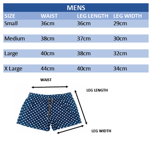 men's board shorts size guide