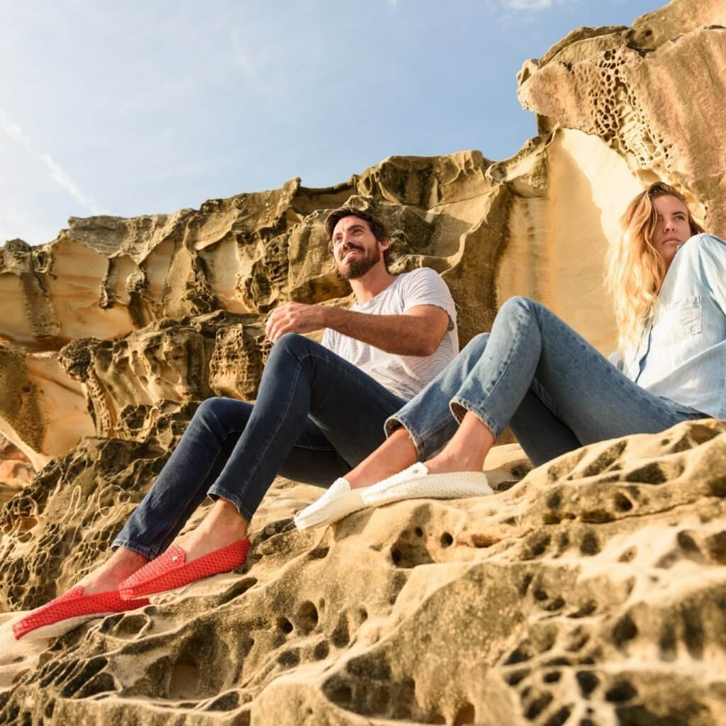 Unisex Beach Shoes, Le DD Planet Loafers, Red