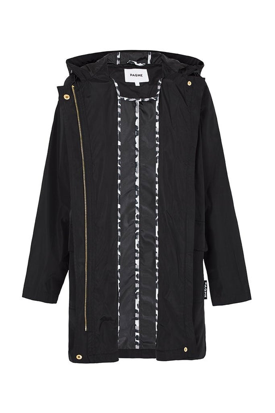 Women’s Packable Hooded Rain Jacket, Black, PAQME - Upper Notch Club