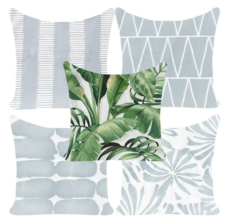 Tranquil Blues and Palms Outdoor Cushion Set