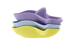 BATH SHARKS SILICONE 3PC SET-YELLOW/PURPLE