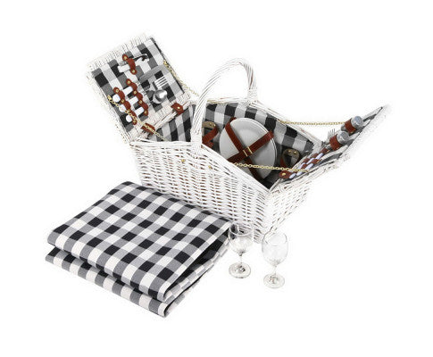 Alfresco 2 Person Picnic Basket Set Insulated Blanket Bag