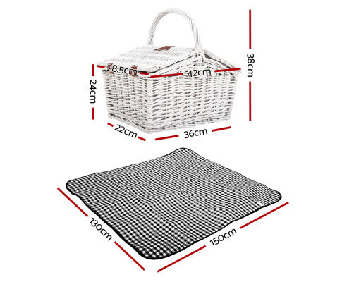 Alfresco 2 Person Picnic Basket Set Insulated Blanket Bag