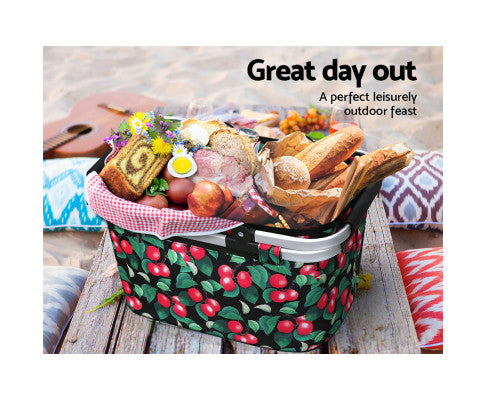 Alfresco Picnic Basket Folding Bag Hamper Food Storage Insulated