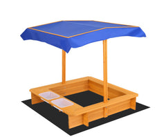 Keezi Kids Sandpit Wooden Sandbox Sand Pit with Canopy Water Basin Toys 103cm