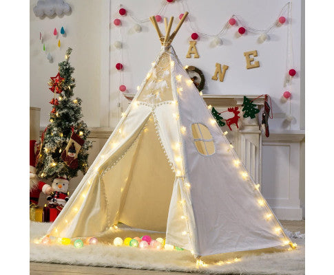 5 Poles Giant Kids Teepee Tent (Natural Canvas)