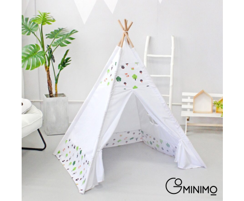 GOMINIMO Kids Teepee Tent with Side Window and Carry Case (White Forest)