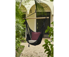 Mayan Legacy Extra Large Outdoor Cotton Mexican Hammock Chair in Black Colour