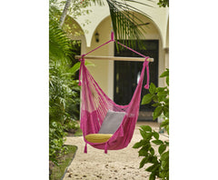 Mayan Legacy Extra Large Outdoor Cotton Mexican Hammock Chair in Mexican Pink Colour