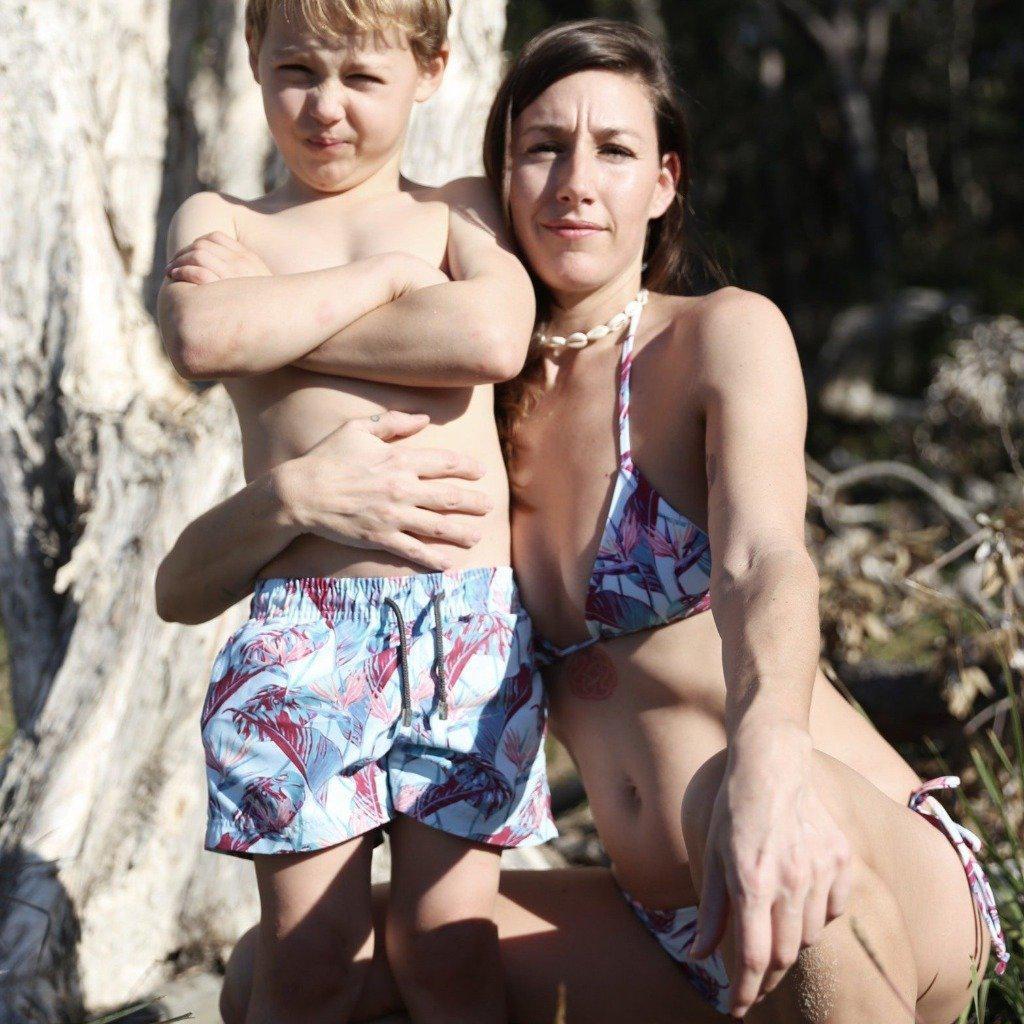 mother and son matching swimwear