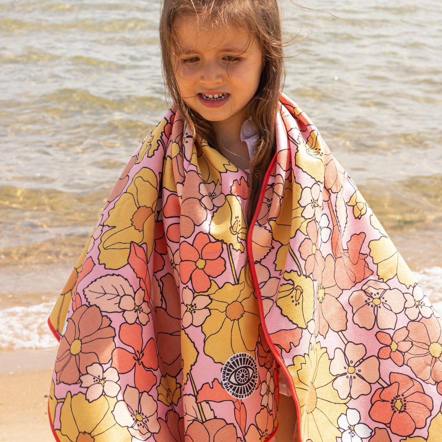 Load image into Gallery viewer, Kids&amp;#39; Sand Free Beach Towel, Flower Power - Upper Notch Club
