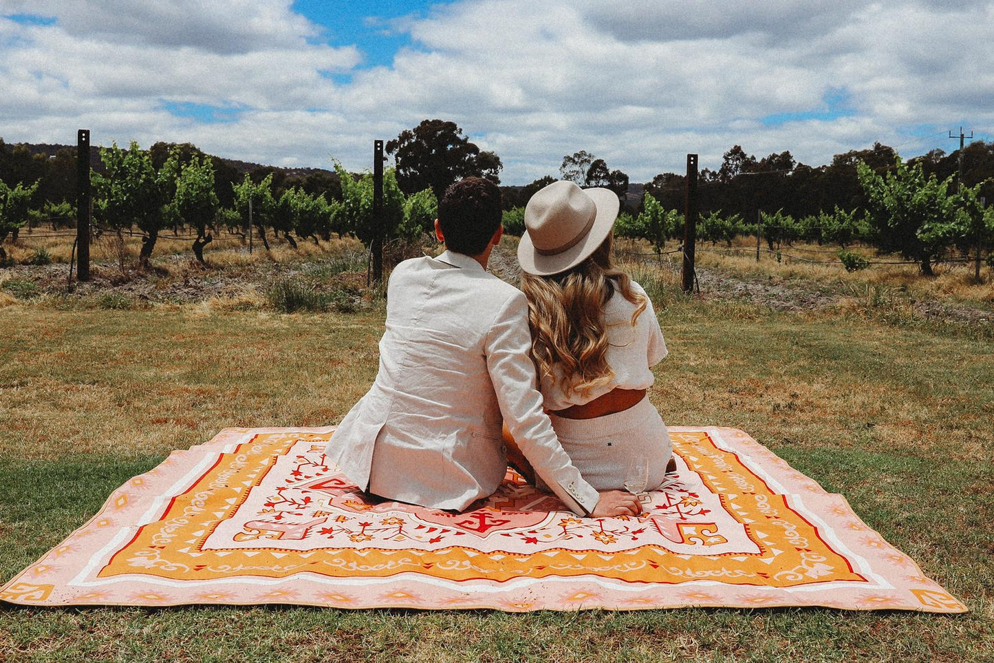 Extra Large Picnic Rug, Waterproof and Double Sided, Saffron