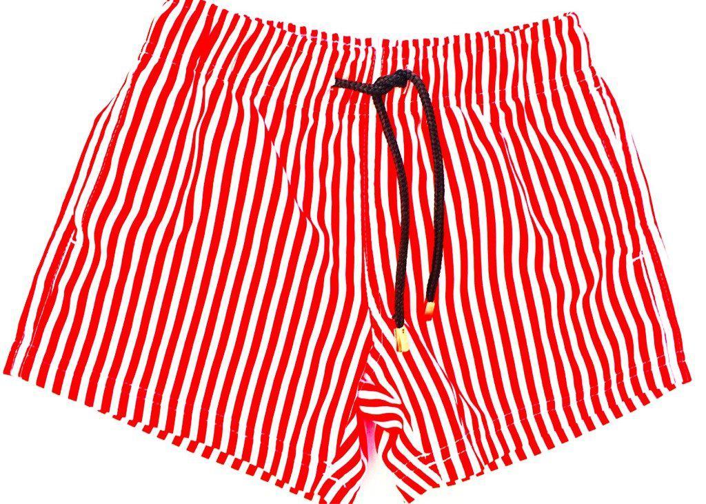 boys board shorts red stripe
