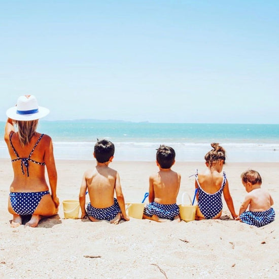 family matching swimwear polka dots