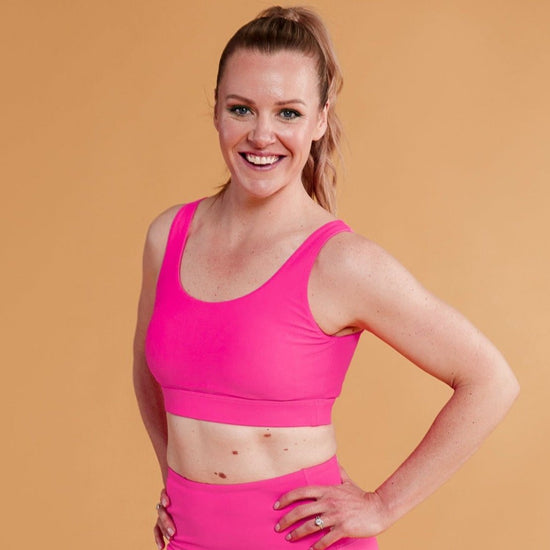 Pink Sports Bra and Active Swim Crop Top for Women, Mama Movement