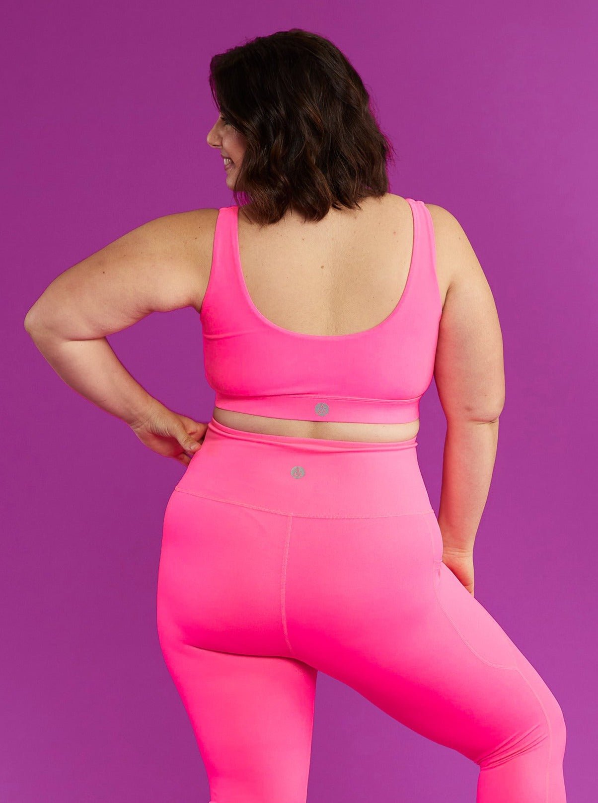 Load image into Gallery viewer, Neon Pink Active Swim Crop Top (PREORDER) - Mama Movement
